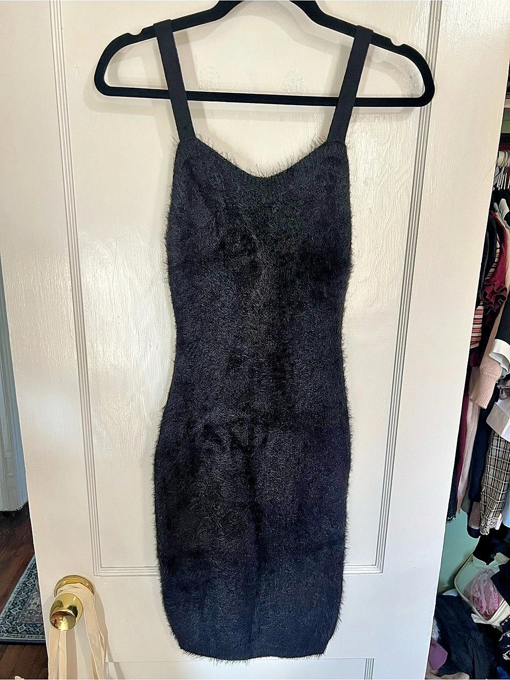 Fabletics 90's Mini Dress Fuzzy Black Medium - Picture 2 of 4